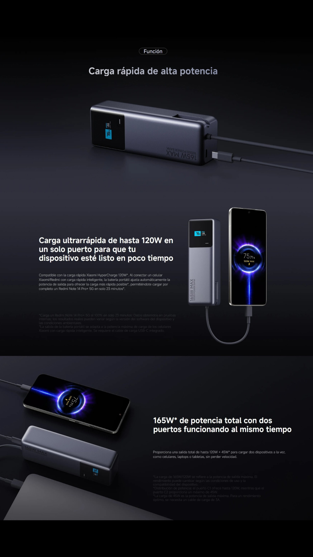Xiaomi 165W Power Bank 10000 Integrated Cable