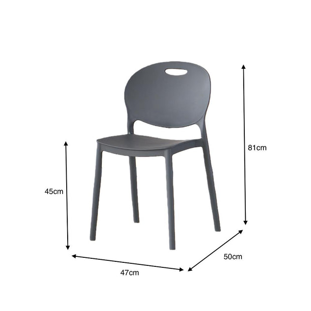 Silla Queens, Gris Oscuro, Con espaldar redondo y diseño minimalista