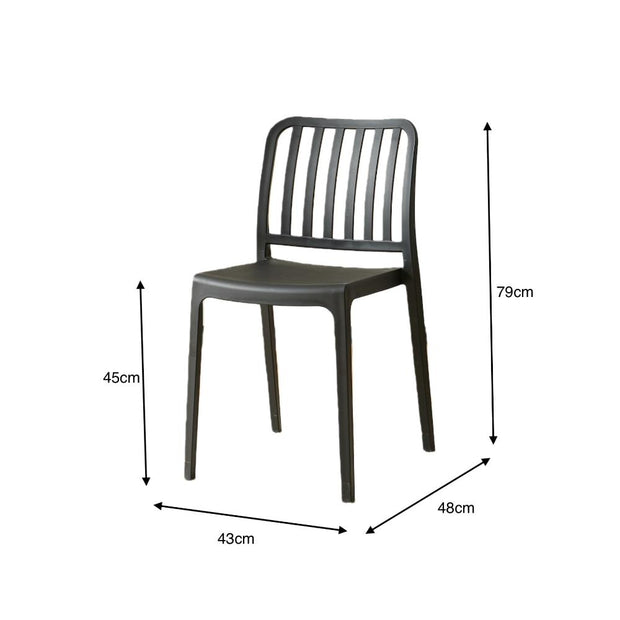 Silla Brooklyn, Negro, Con espaldar en rayas y diseño minimalista