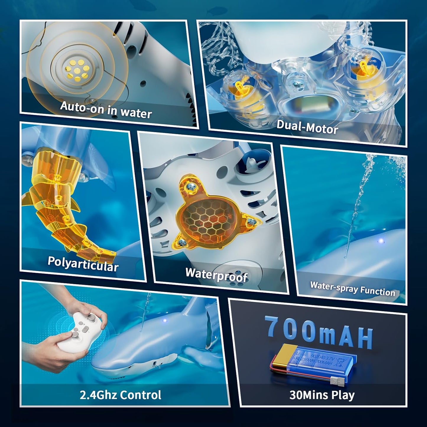 Tiburón a Control Remoto dorado